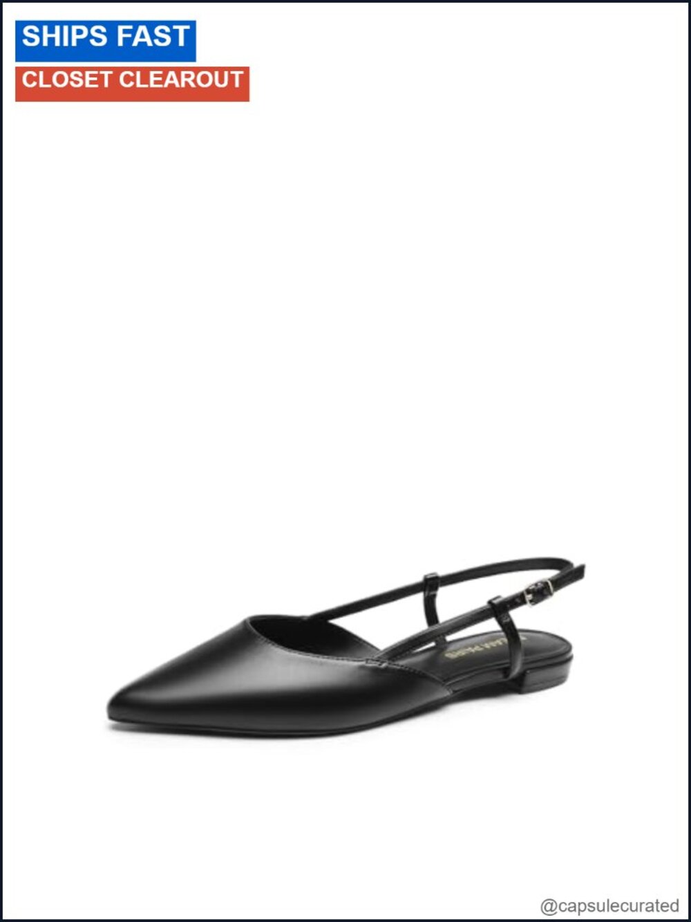 Women's Slingback Dress Ballet Flats Pointed Toe Adjustable Buckle Comfort